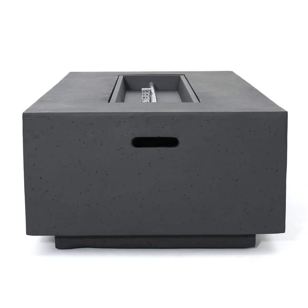 Mayfair Lightweight Concrete Outdoor 50,000 BTU Rectangular Fire Pit (No Tank Holder), Dark Gray