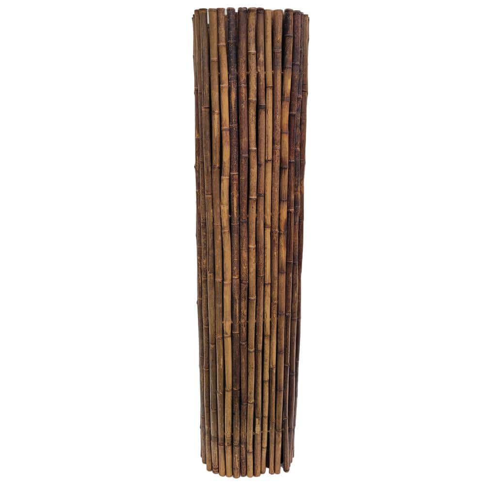 Backyard X-Scapes Bamboo Fencing Decorative Rolled Wood Fence Panel Caramel Brown 6ftHx8ftL