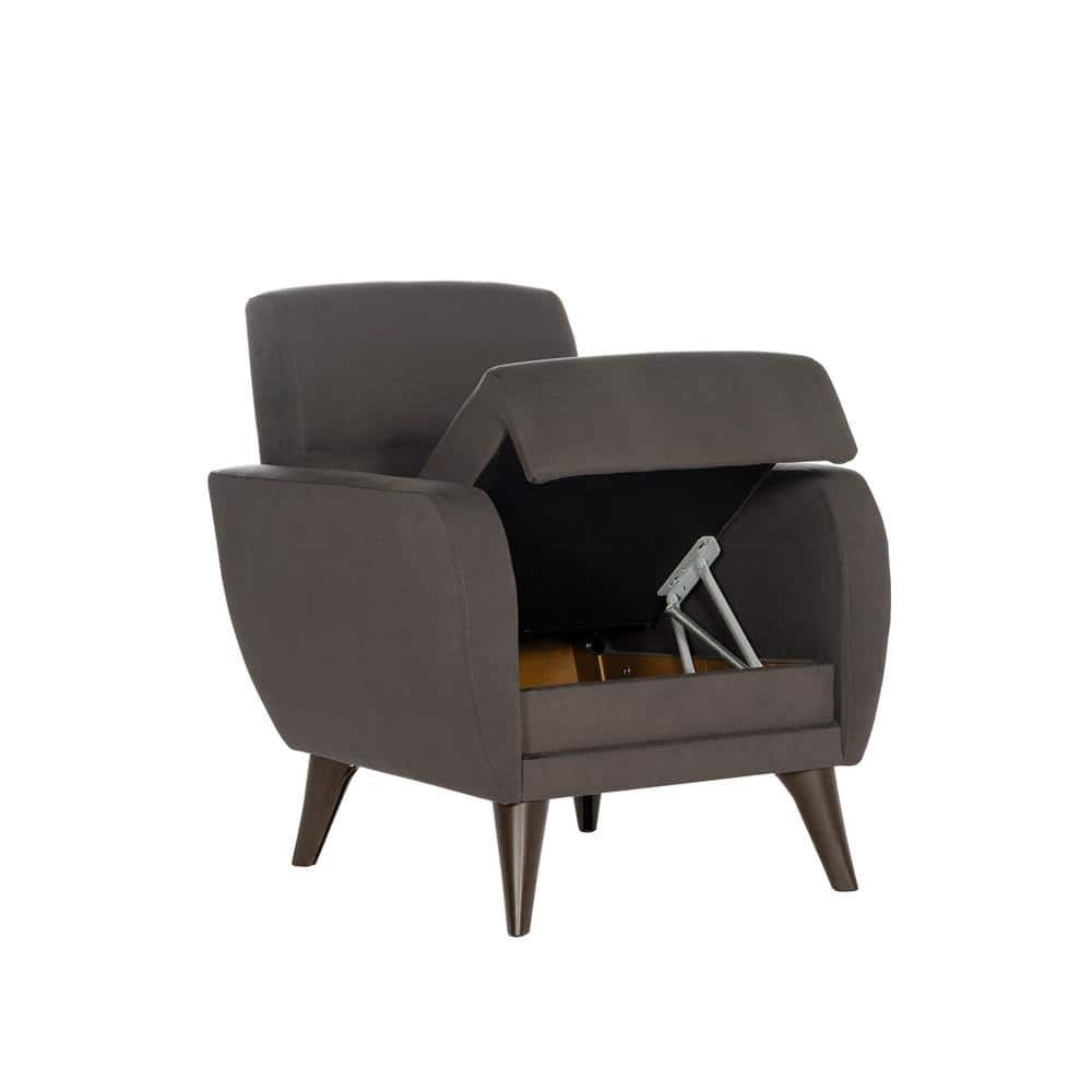 Charcoal Metal Mid-Century Modern Accent Chair with Storage