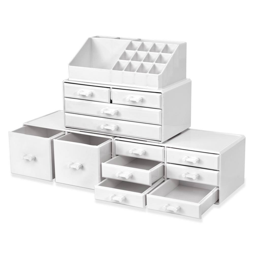 Sorbus Large Makeup Organizer - Stackable Jewelry & Makeup Organizer For Vanity, Bathroom Storage, Dresser - 12 Drawers Cosmetic Beauty Organizers and Storage with Lipstick, Makeup Brush Holder