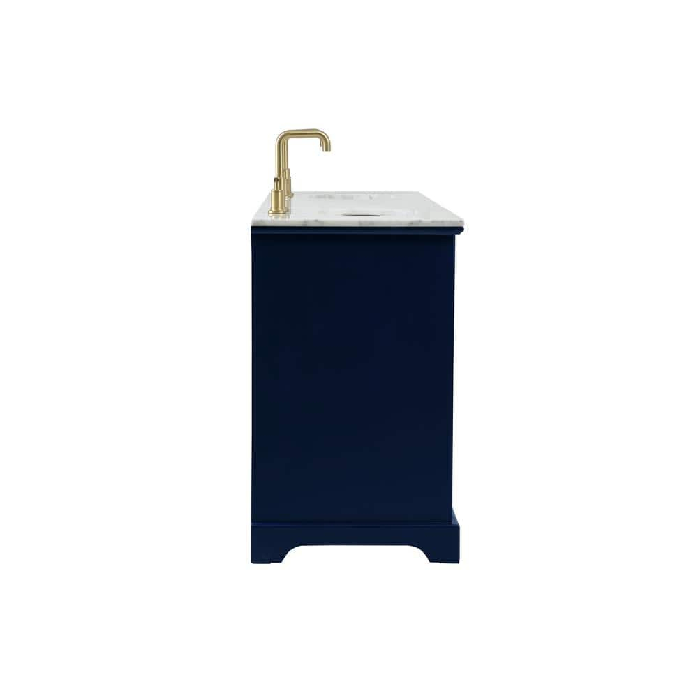Elegant Decor Americana 72" Metal MDF Marble Double Bathroom Vanity in Blue