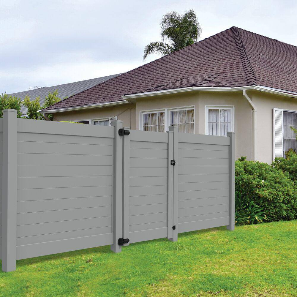 Barrette Outdoor Living Horizontal Fence Gray Vinyl Privacy Panel Kit