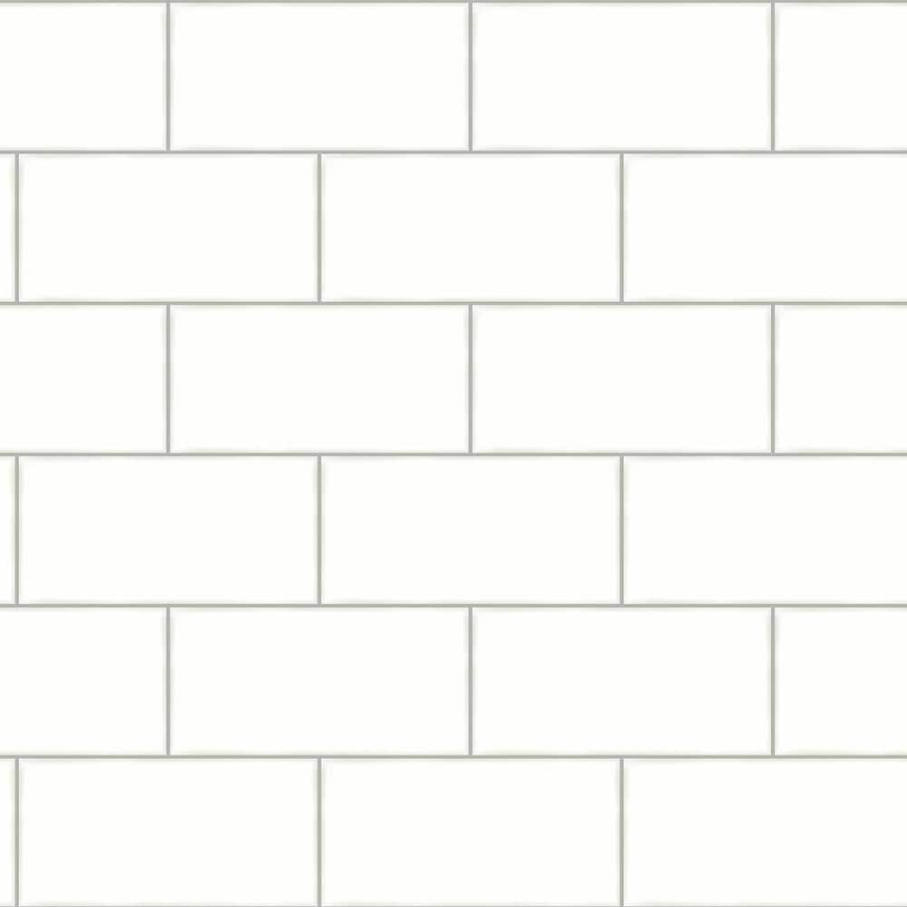 Chesapeake Freedom Off-White Subway Tile Wallpaper