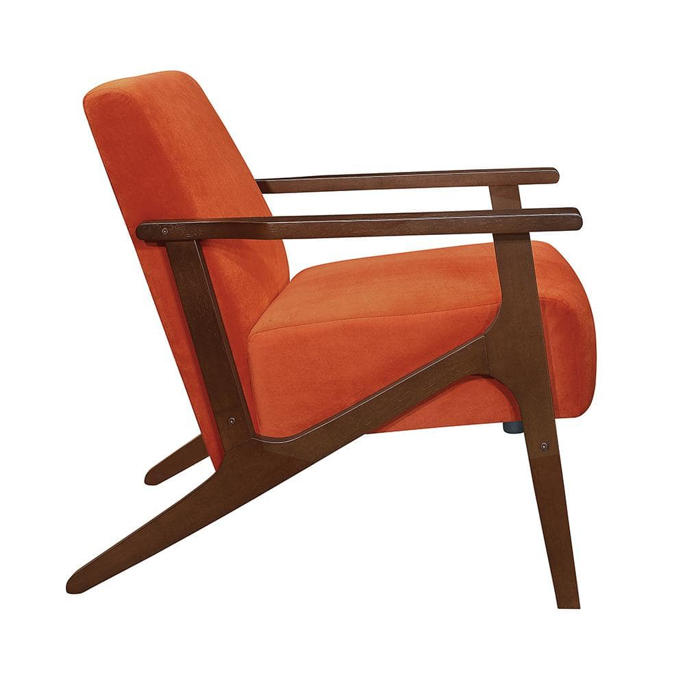 Lexicon August Velvet Upholstered Accent Chair in Orange