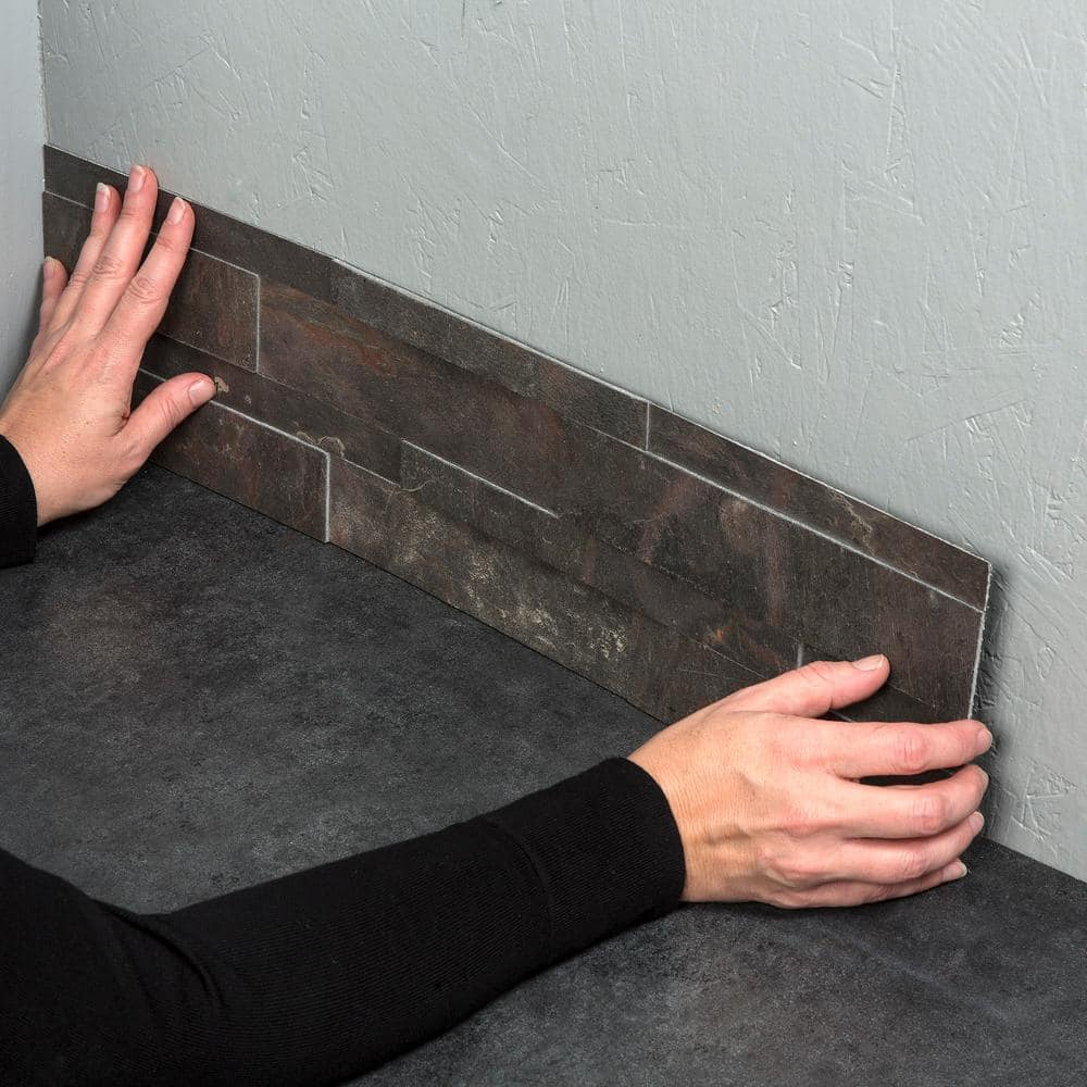 Aspect Peel and Stick Stone Overlay Kitchen Backsplash - Raised Kilnstone (5.9" x 23.6" x 1/4" -1 Pc)