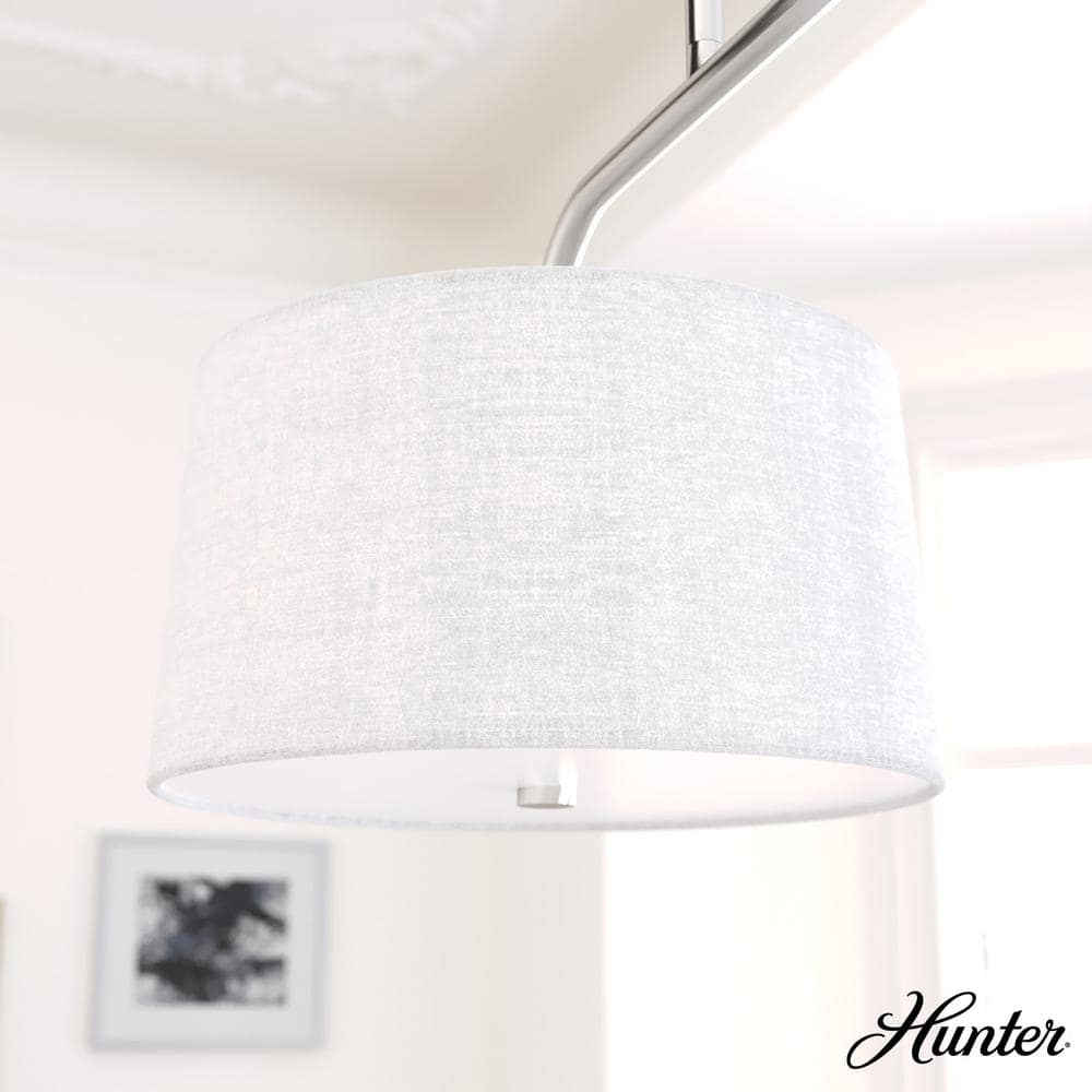 Hunter - Cottage Hill 4-light Brushed Nickel, Large Chandelier, Dimmable, Modern Style, Linear Shaped, for Bedrooms, Kitchens, Dining, Living Rooms - 19892