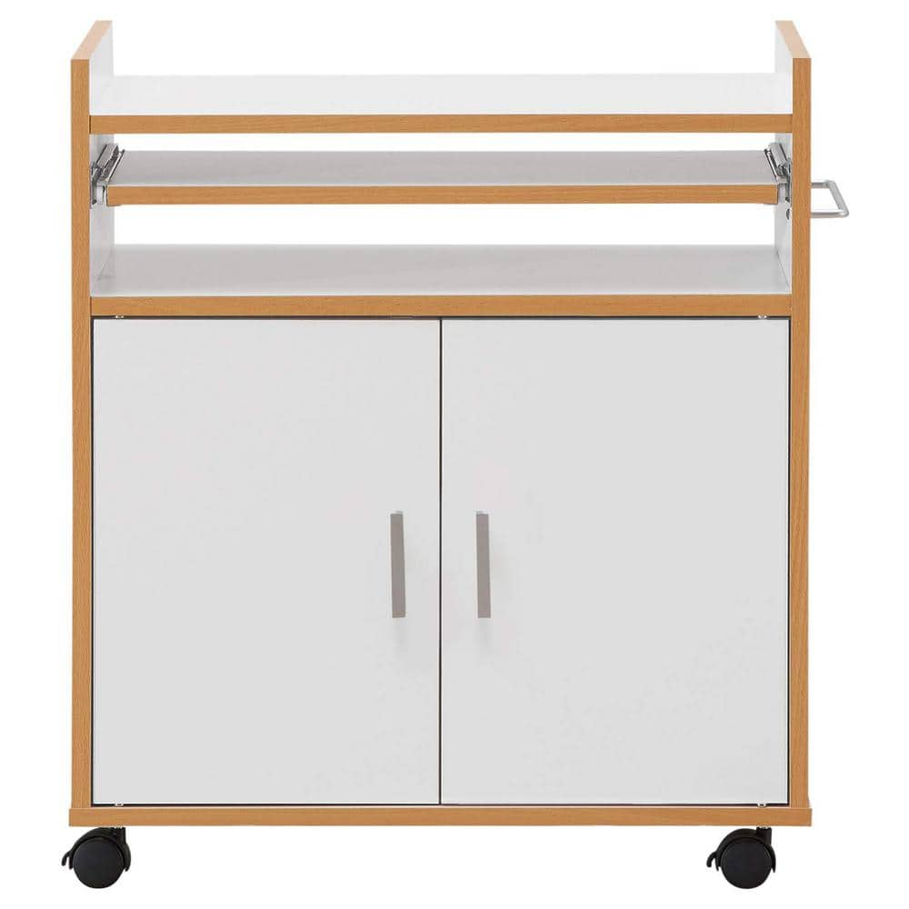 5-Drawer Chest with 1 Door, Wooden Chest of Drawers Storage Dresser Cabinet with Wheels, Office Organization and Storage, Bedroom Furniture (White-S)