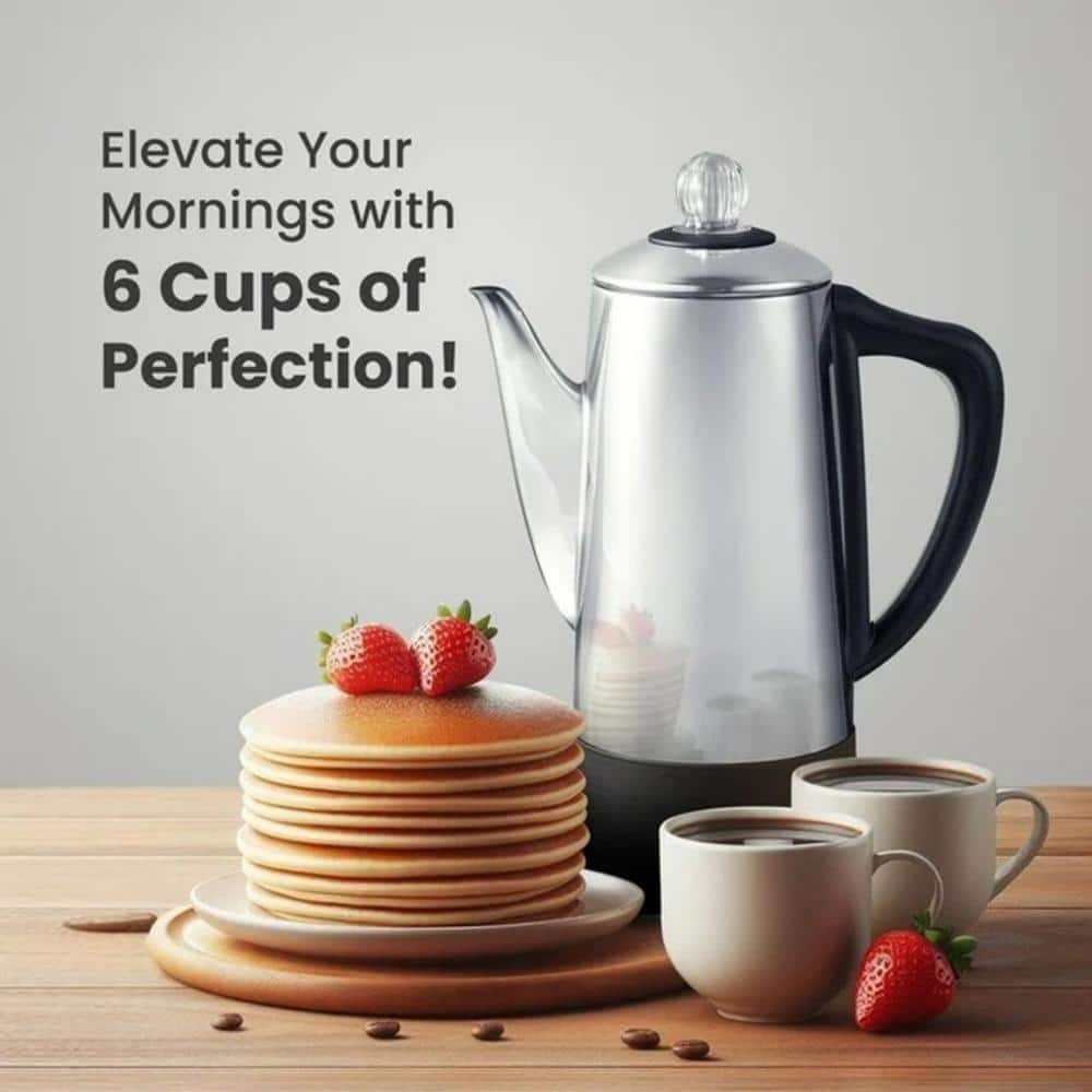 Elite Cuisine Stainless Steel 6-Cup Coffee Percolators