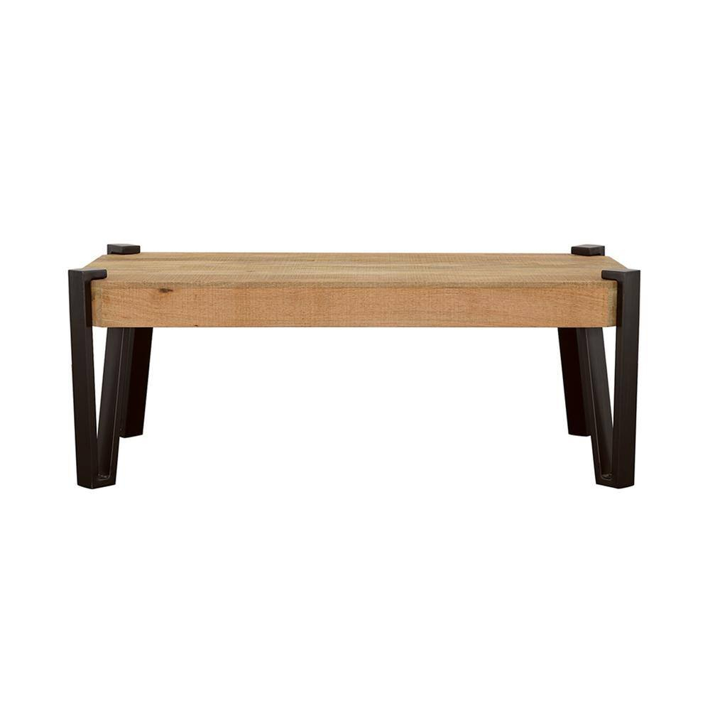 Wooden Rectangular Top Coffee Table Natural and Matte Black