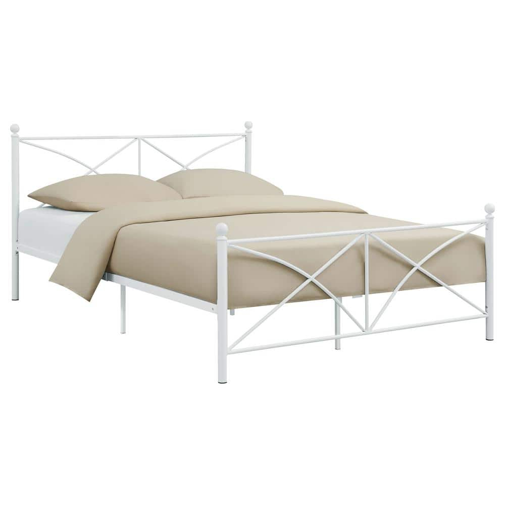 Hart Queen Metal Platform Bed, Matte White
