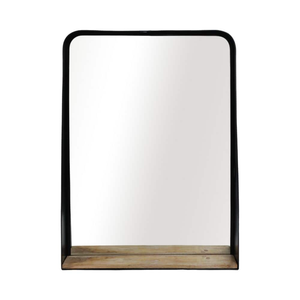 Sagebrook Home Metal, 22x30 Mirror with Shelf, Black/brown