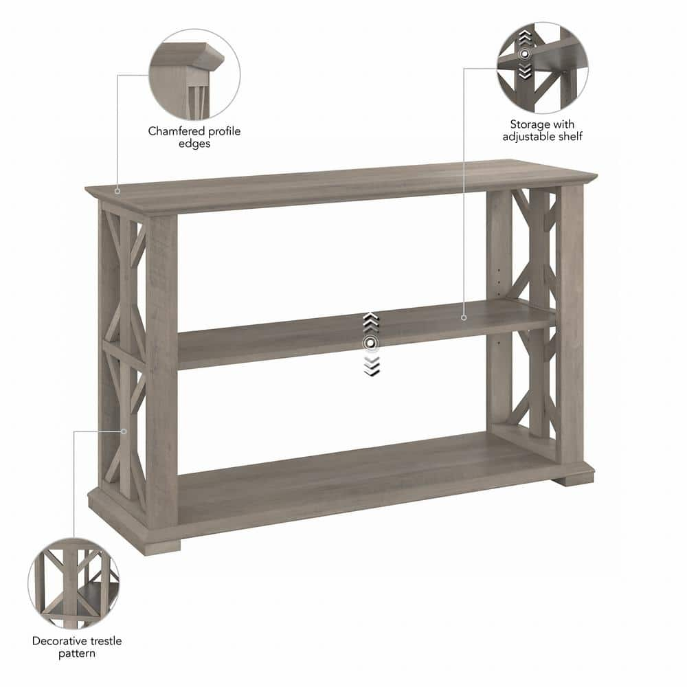 Homestead Console Table with Shelves in Driftwood Gray - Engineered Wood