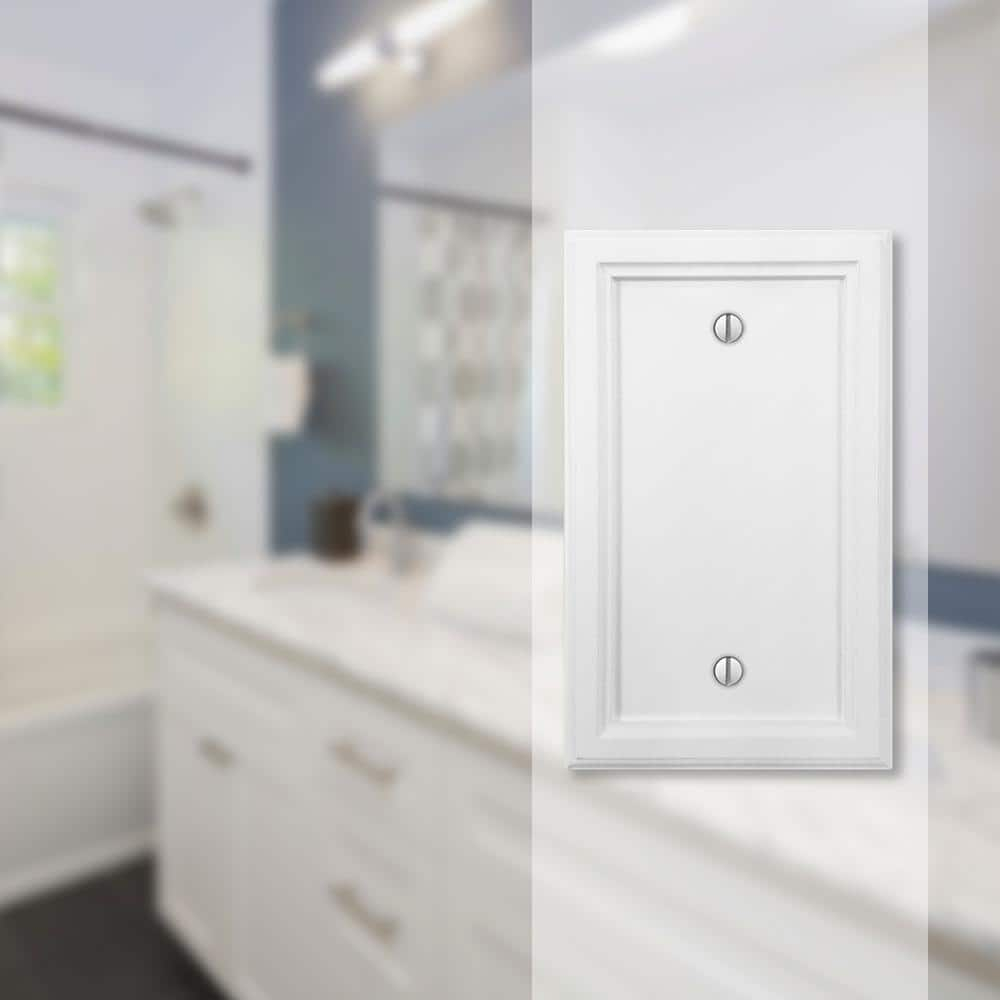 Amerelle 4052BW Elly Wallplate, 1 Blank, Wood, White, 1-Pack