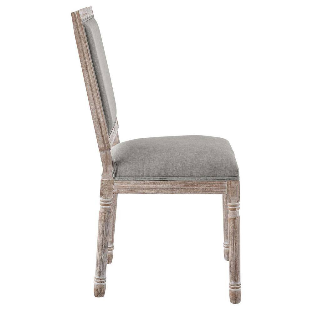 Modway Court 20" Vintage French Fabric Dining Side Chair in Light Gray