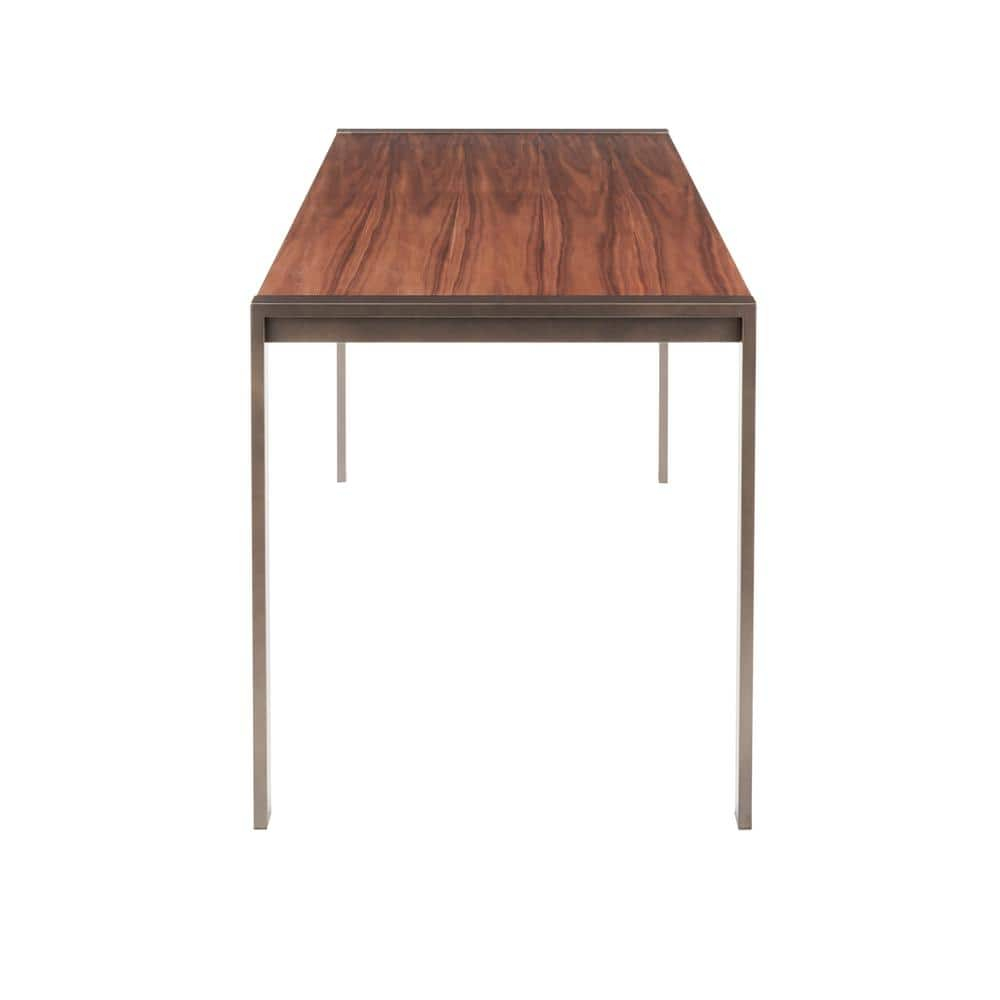 Fuji Industrial Dining Table in Antique Metal with Walnut Wood Top by LumiSource