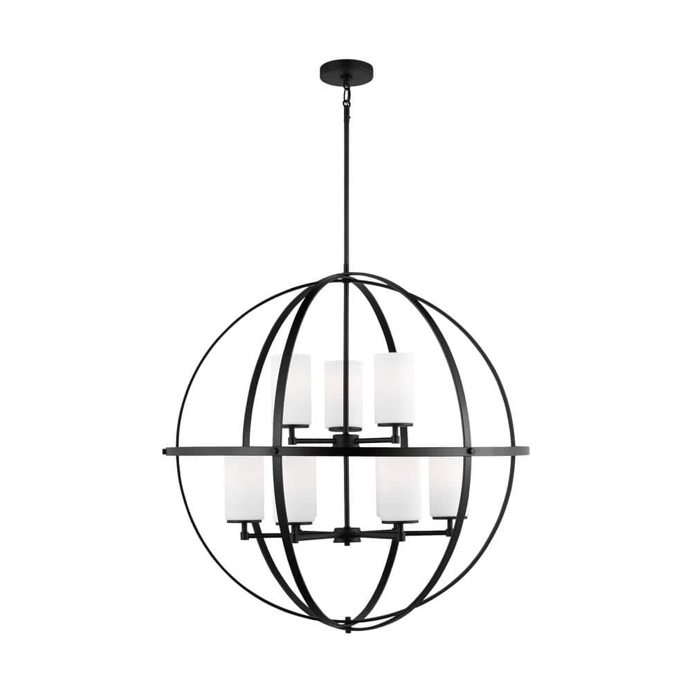 Generation Lighting Alturas 9 -Light Matte Black Modern/contemporary For Use in Dining Rooms, Foyers, Living Rooms Chandelier