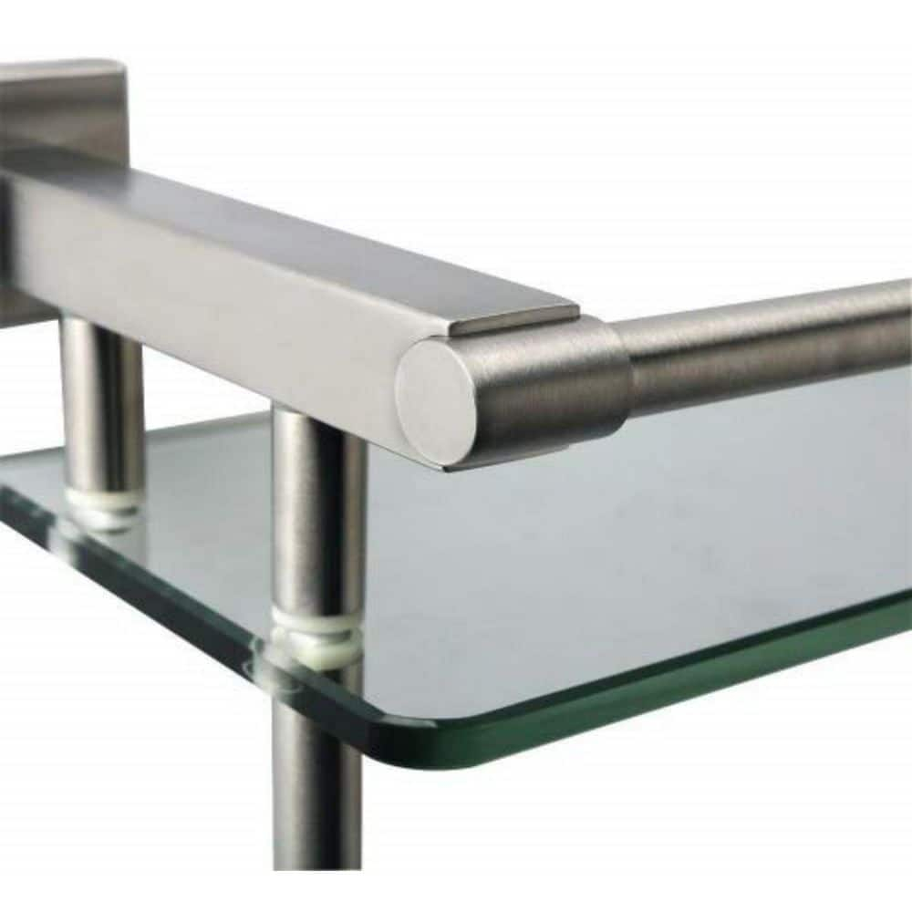 Alise Bathroom Glass Shelf Wall Mounted, Tempered Glass Bathroom Shelf with Towel Bar, SUS304 Stainless Steel Modern Floating Shelf, Brushed Gold, 20 inch
