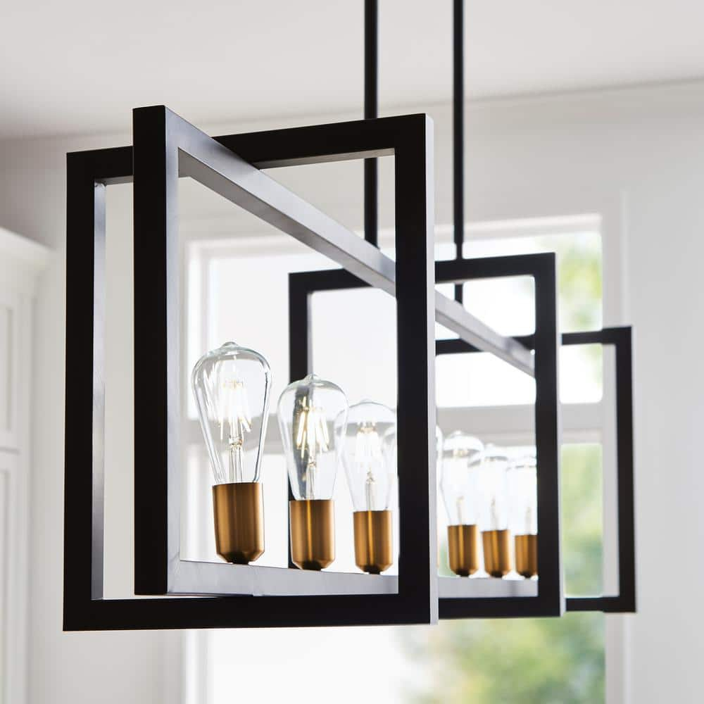 Finnegan New World Bronze Geometric 7-Light Island Chandelier