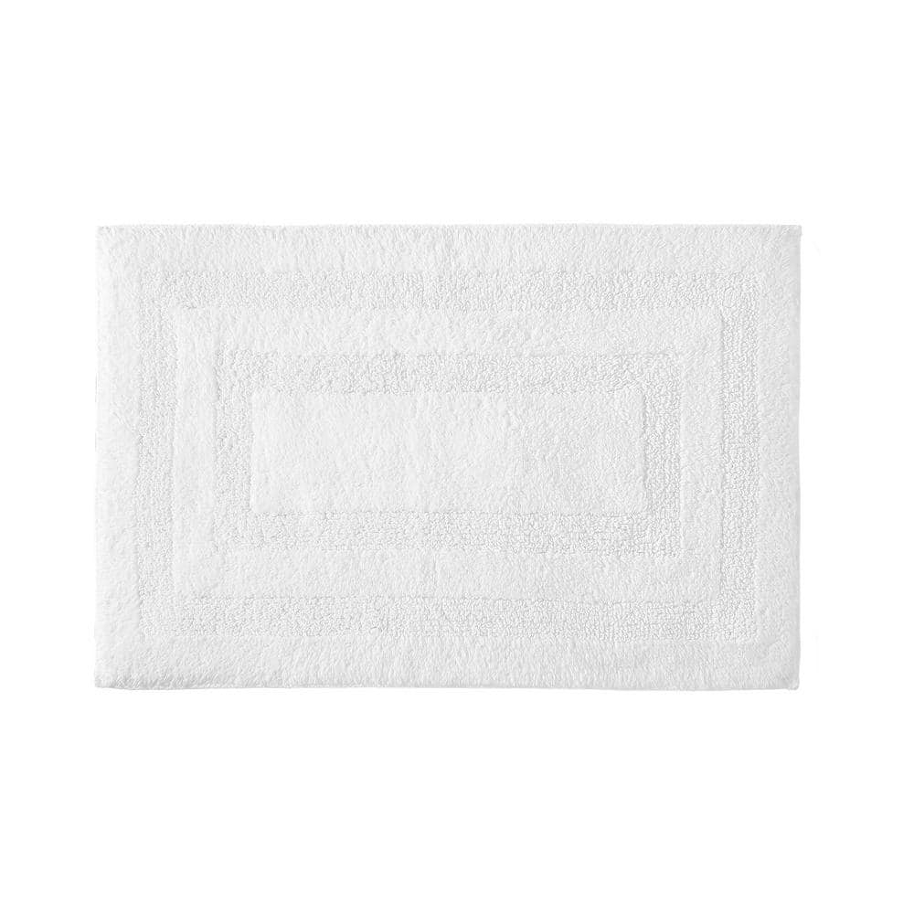 Micellar White Solid Reversible Cotton Rectangle 2--Piece Bath Rug Set