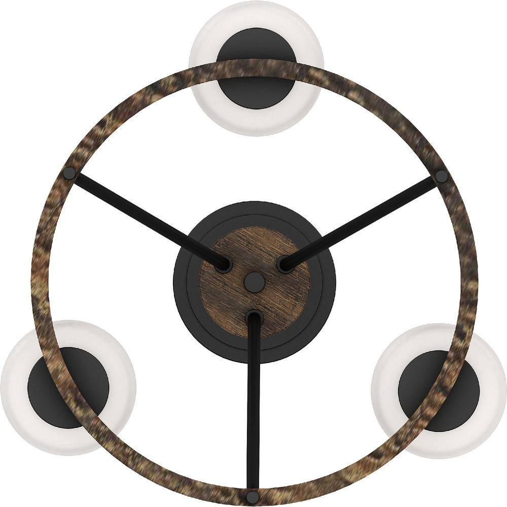 Black Walnut 17" Mini Chandelier with Frosted Glass Shades