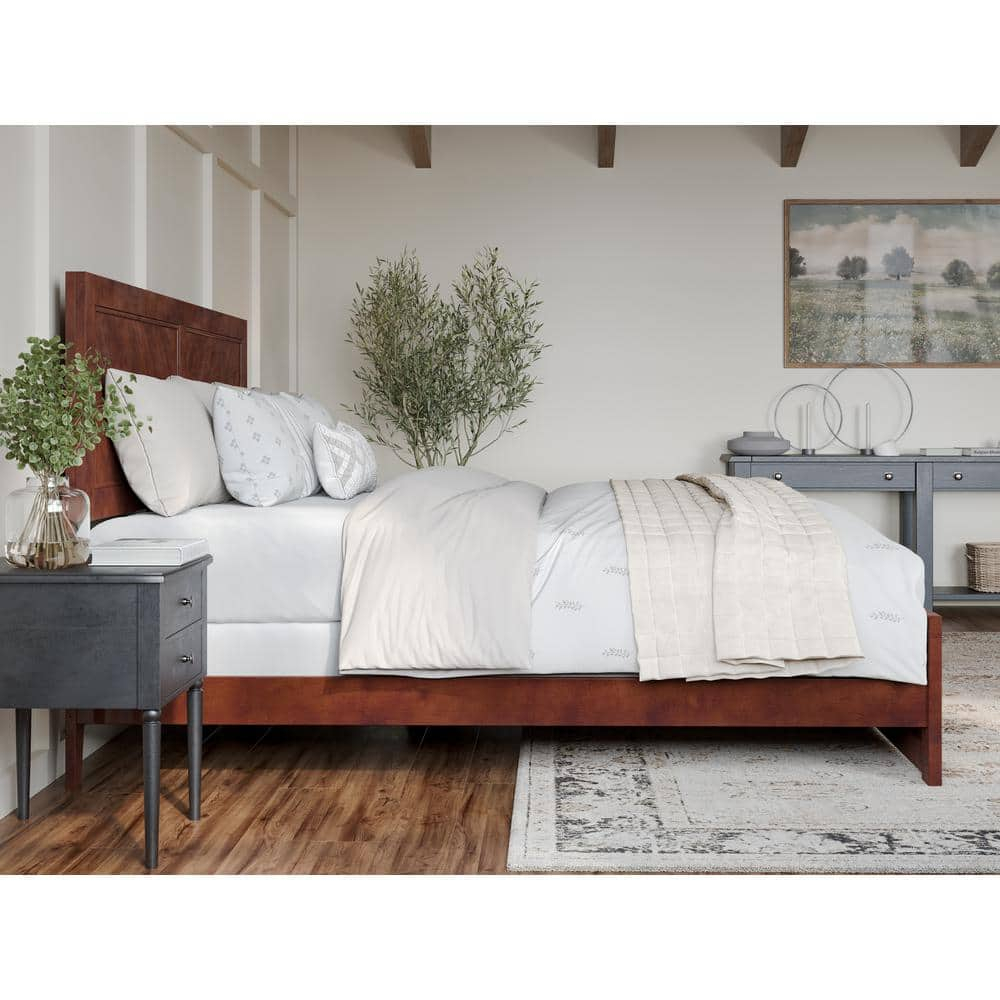 HomeStock Artisanal Artistry King Foundation Bed Frame with Matching Footboard in Walnut