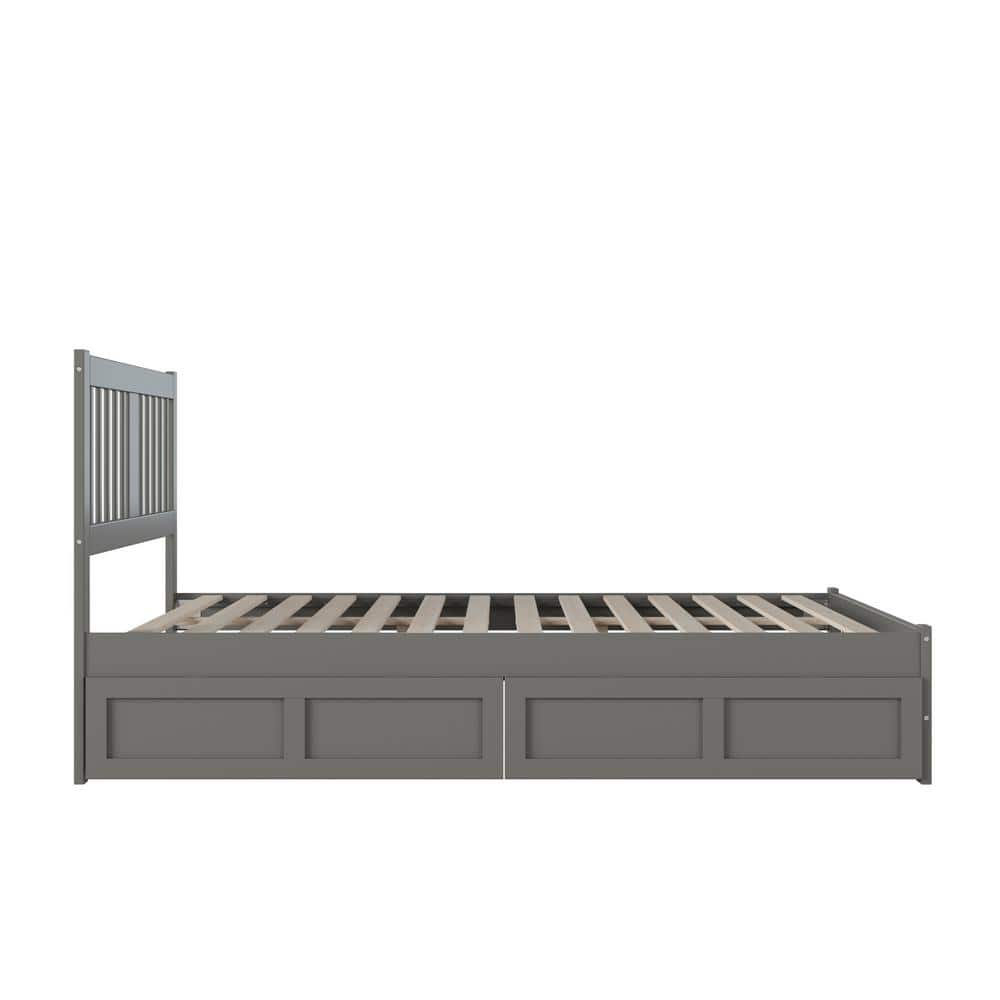 Tahoe Queen Bed with USB Turbo Charger & 2 Extra Long Drawers, Grey