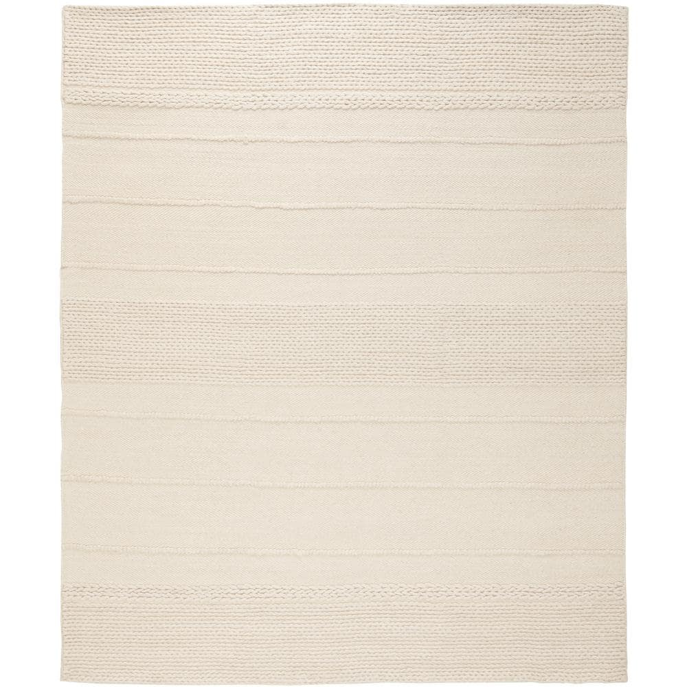 SAFAVIEH Natura Avery Solid Striped Braided Wool Area Rug, Natural, 9' x 12'