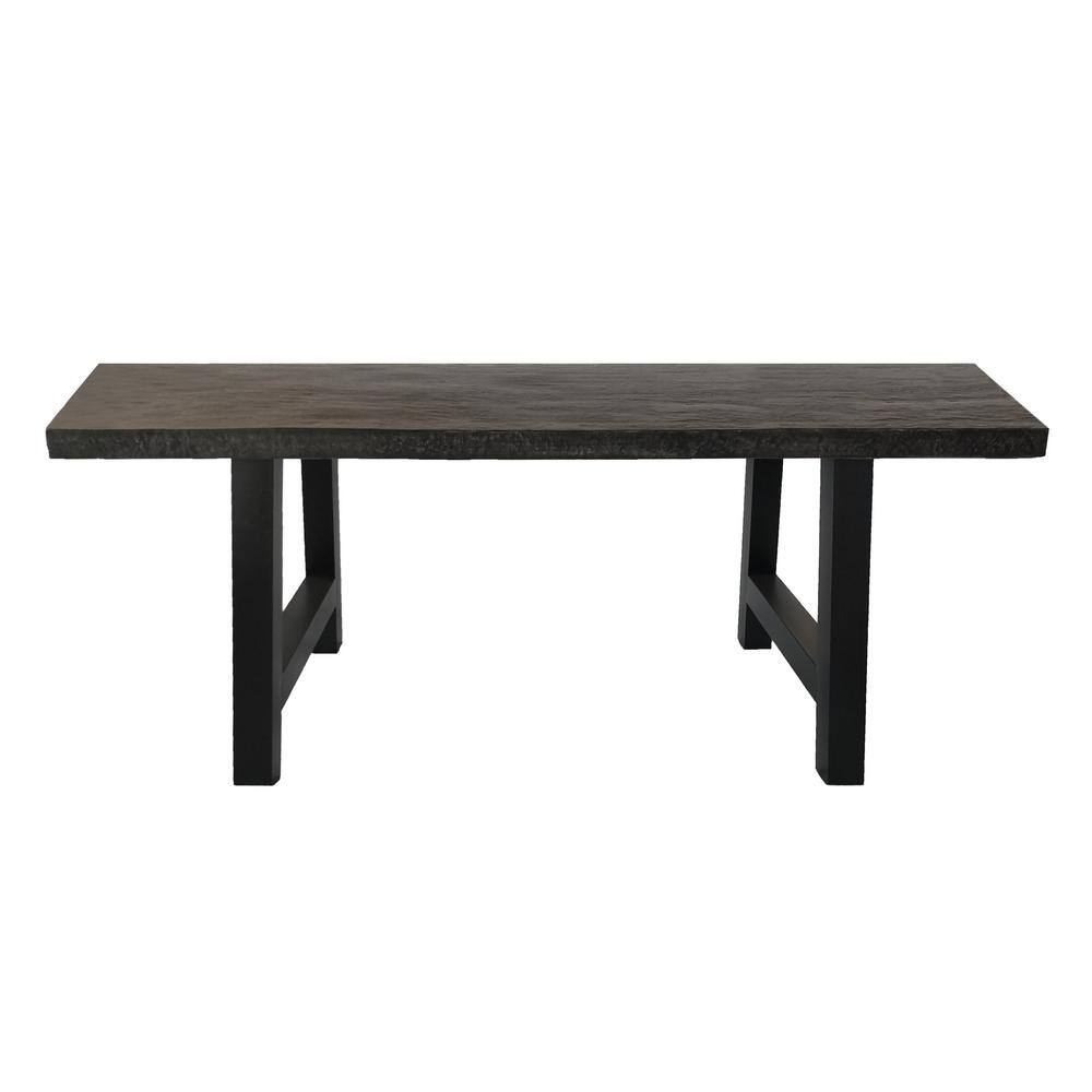 Noble House 70.25" Iron Weather Resistant Outdoor Dining Table, Black