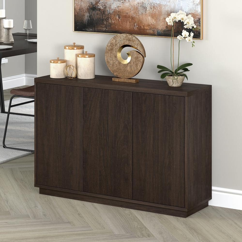 Evelyn&Zoe Modern/Contemporary 48" Wide Alder Brown Buffet Table