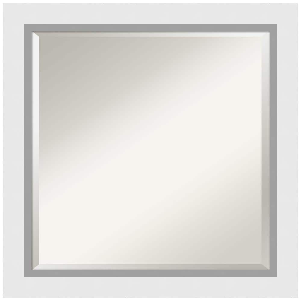 Amanti Art Blanco White Beveled Wood Wall Mirror 24.25 x 24.25 in.