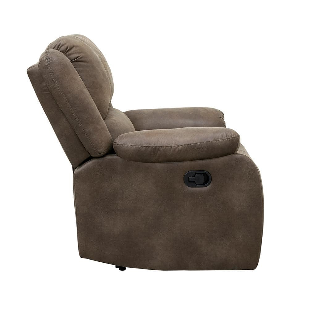 Lexicon Fairview Polished Microfiber Upholstered Manual Recliner in Brown