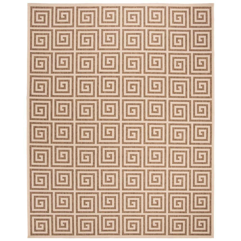 Mazie Geometric Beige 9' x 12' Easy-Care Outdoor Area Rug