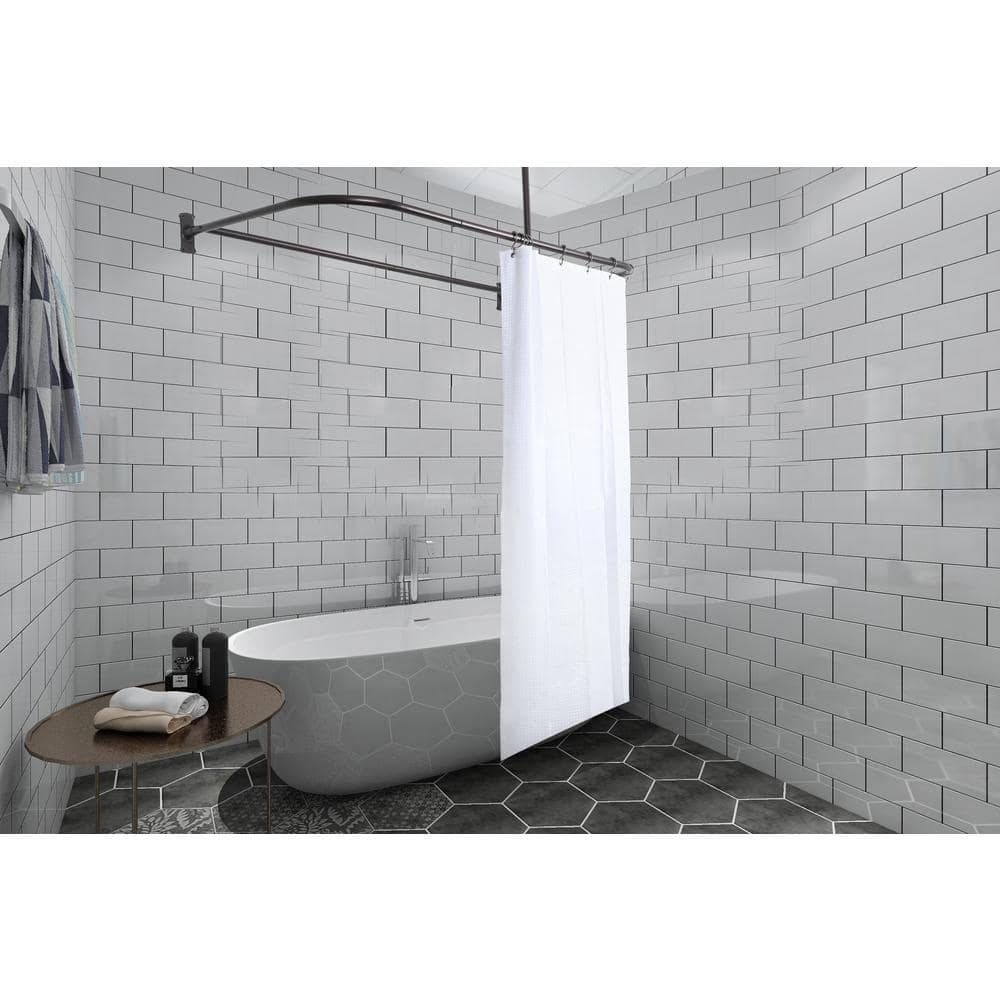 Utopia Alley Aluminum 61" D-Shape Fixed Shower Curtain Rod