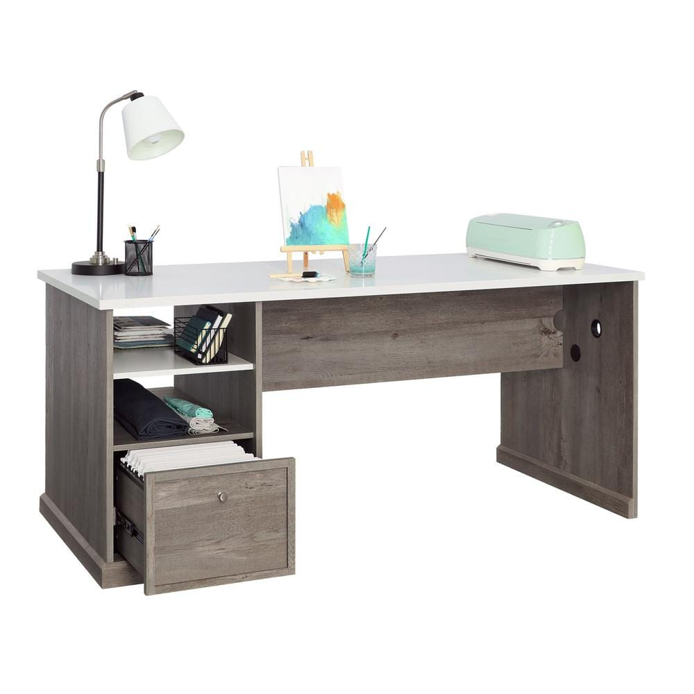 Sauder Craft Pro Engineered Wood Craft Table in Mystic Oak Finish