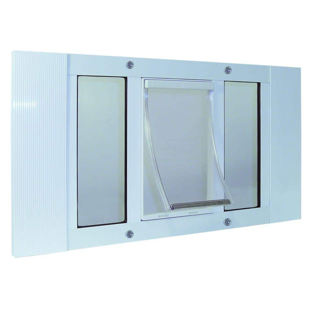 Ideal Pet Products Aluminum Sash Window Pet Door, Adjustable to Fit Window Widths from 27" to 32", Medium 7” x 11-1/4” Flap Size
