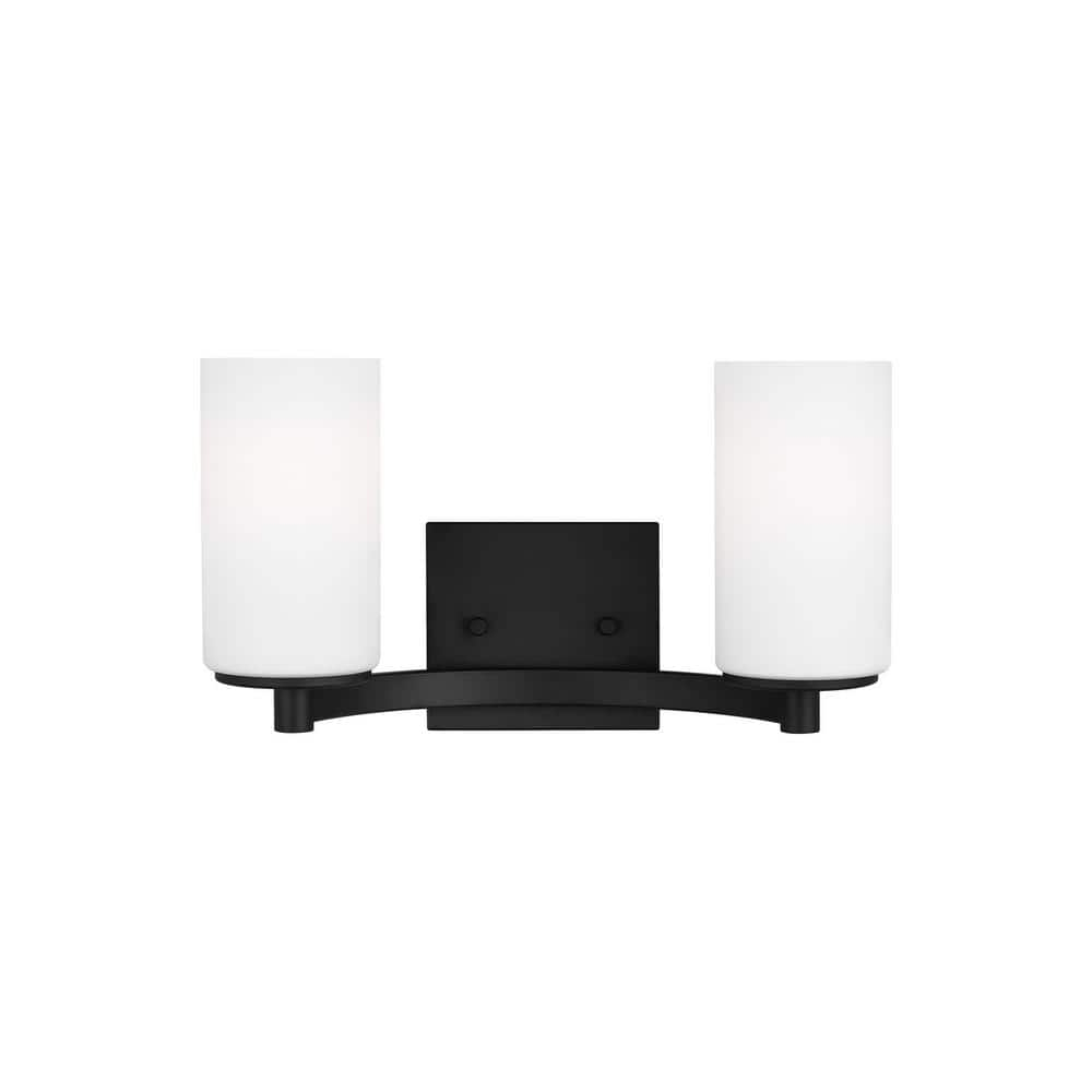 Generation Lighting Hettinger 13.5-in 2 -Light Matte Black Transitional Vanity light