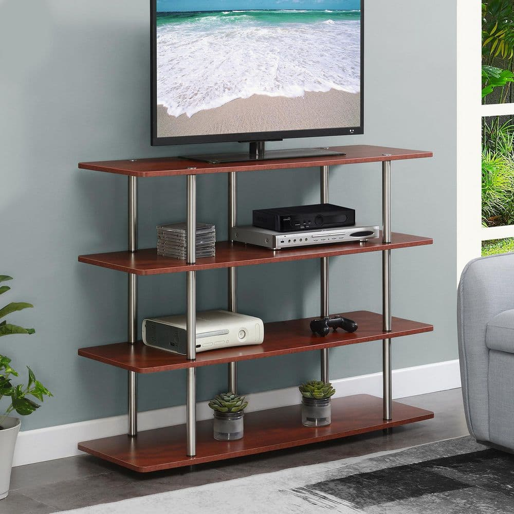 Convenience Concepts Designs2Go XL Highboy 4 Tier TV Stand, Cherry