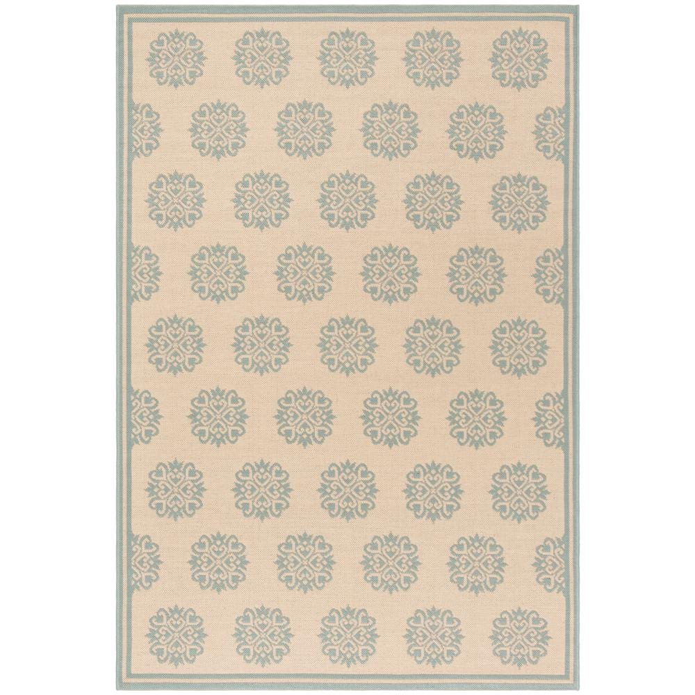 SAFAVIEH Beach House Regent Geometric Indoor/Outdoor Area Rug, Cream/Aqua, 2'2" x 4'