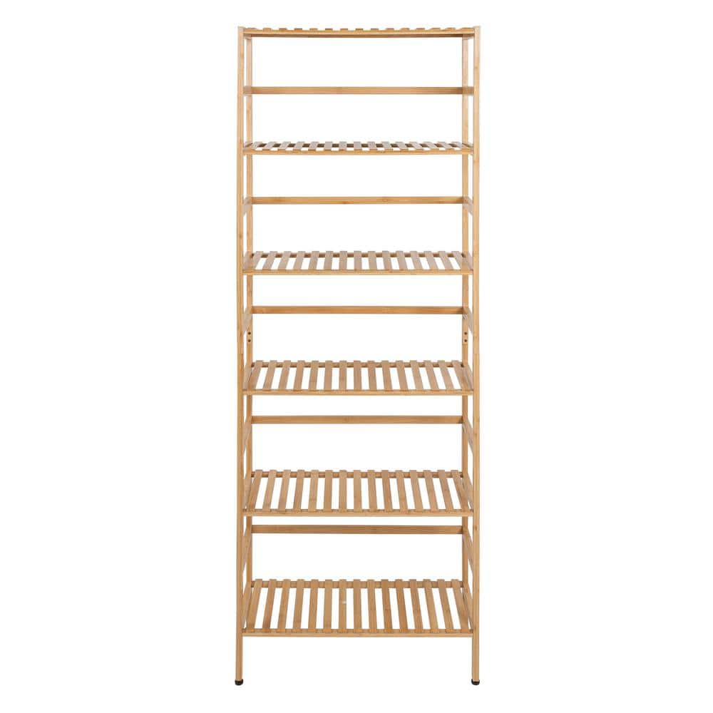 Honey-Can-Do 64" H 6-Tier Bamboo Storage Shelves, Natural, Holds up to 33 lb per Shelf