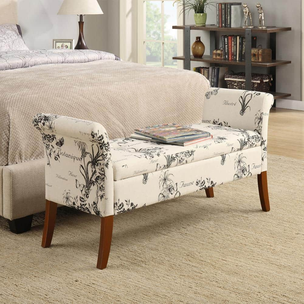 Convenience Concepts Designs4Comfort Garbo Storage Bench, Botanical Print Canvas