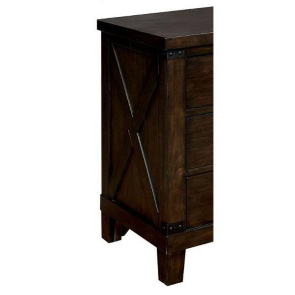 Bianca Dark Walnut 3-Drawer Rustic Nightstand