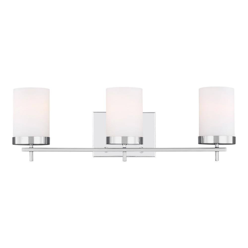 Zire Chrome 3-Light LED Vanity Fixture with Etched Glass