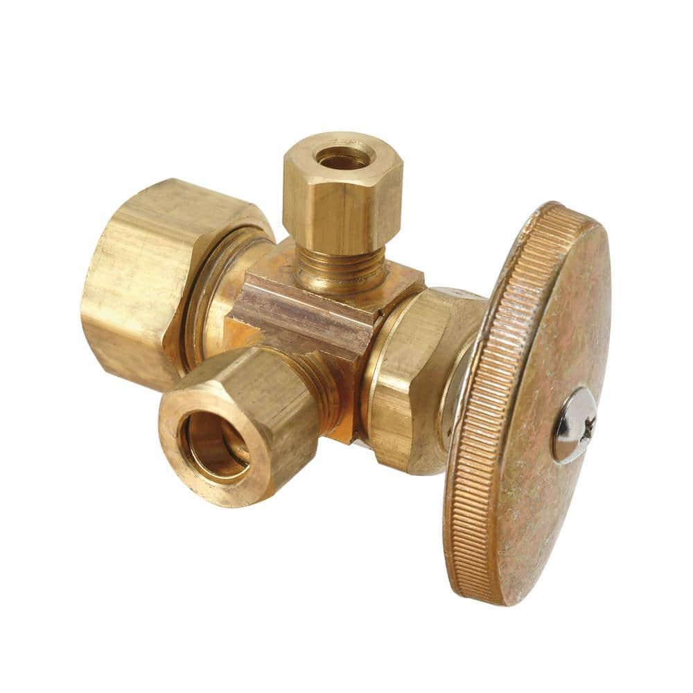 BrassCraft CR1901LRX R1 Stop Valve, 1/2 x 3/8 x 3/8 in Connection, Compression, 125 psi Pressure, Brass Body