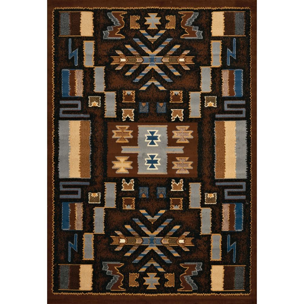United Weavers Brunswick Naja Southwestern Geometric Runner Rug, Brown, 1'11" x 7'4"