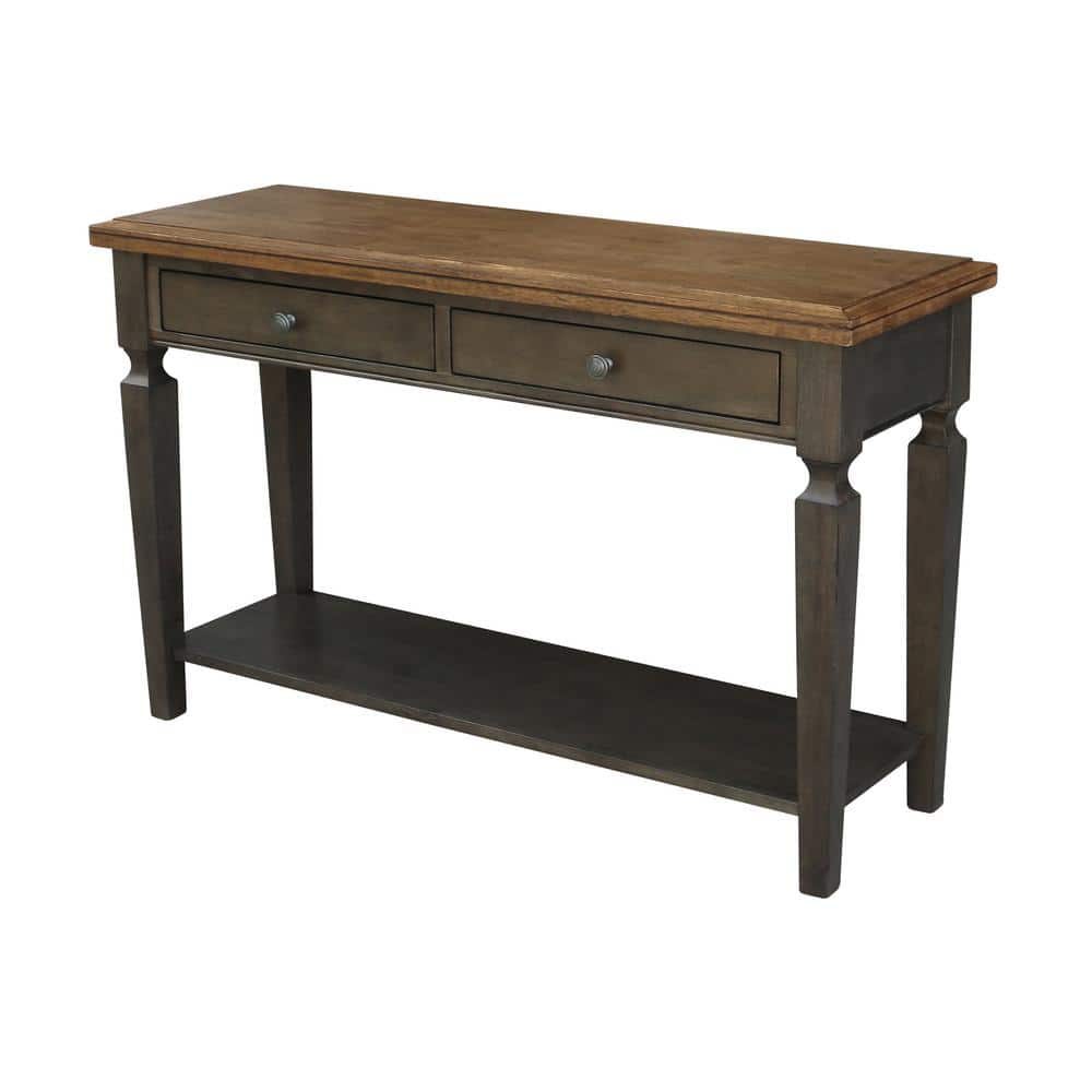 Vista Solid Wood Console/Sofa Table in Hickory/Washed Coal