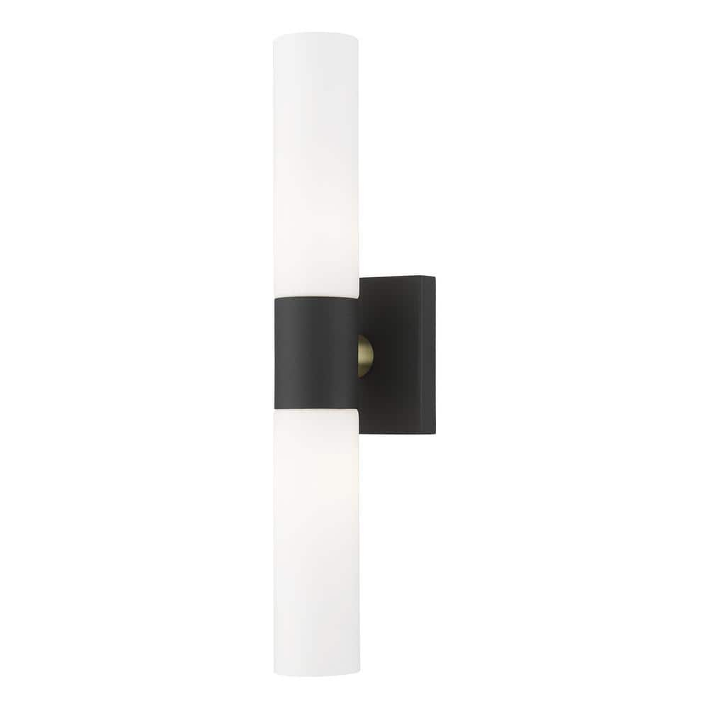 Livex Lighting Aero 2-Light Twist Lock Metal ADA Vanity Sconce in Textured Black