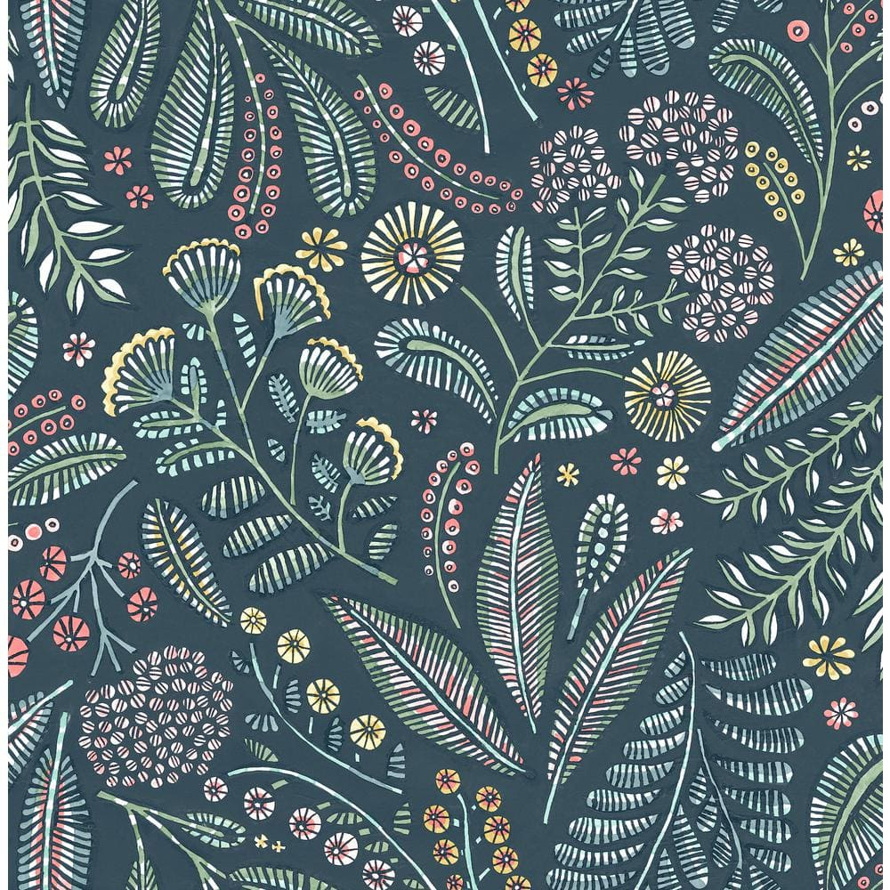 Briar Teal Floral Non-Woven Removable Wallpaper