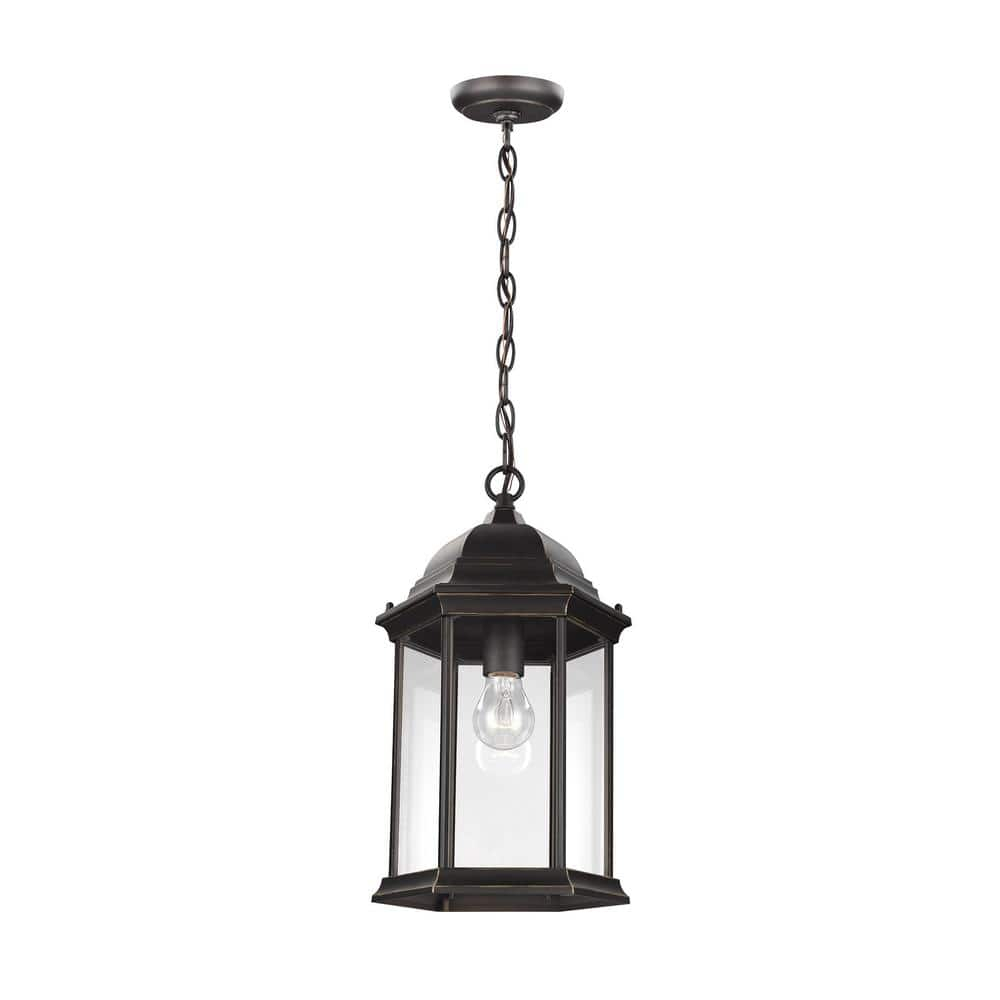 Antique Bronze Classic Lantern Outdoor Pendant with Clear Glass