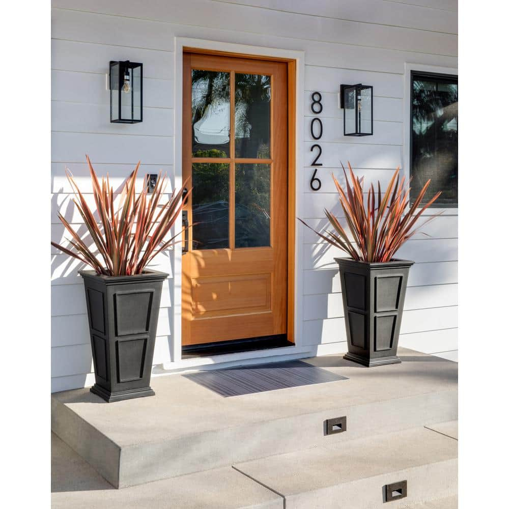 Veradek Brixton Tall 28" Plastic Planter - Black