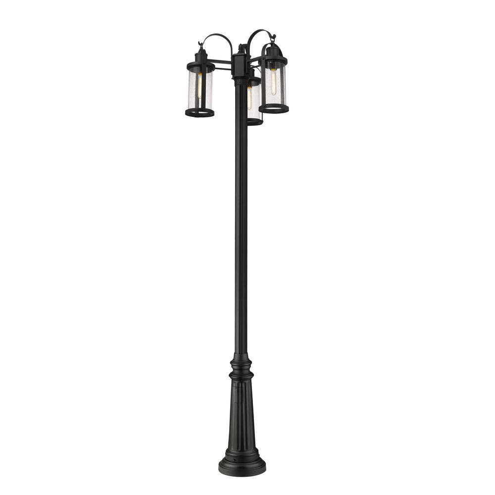 Z-Lite Roundhouse 3 - Light Post Light in  Black